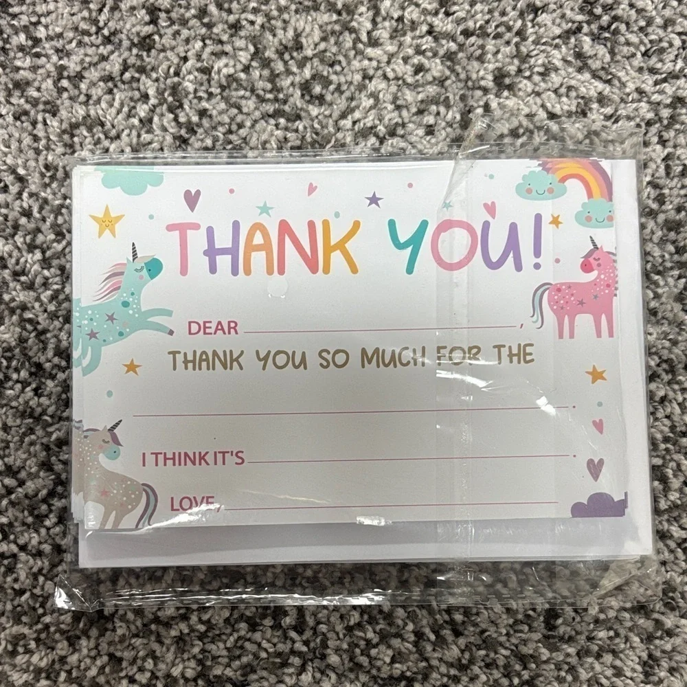 Unicorn Thank You Cards - Multicolor